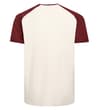 Thumbnail Back view of ecru T-shirt with burgundy raglan sleeves.